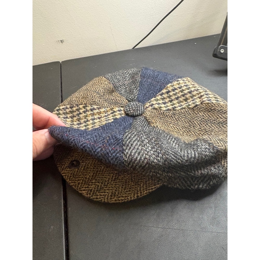 Country Trader Pure New Wool Patchwork Newsboy Cap Made in Scotland Large 7 3/8